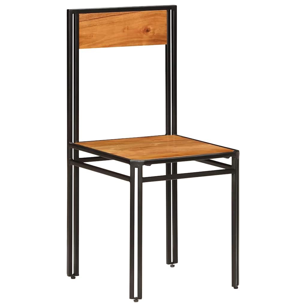 Juego de 4 sillas de comedor de madera maciza de acacia marrón, 43 x 43 x 90 cm | Estructura de acero, altura del asiento 45 cm, pulido y lacado, ya montado