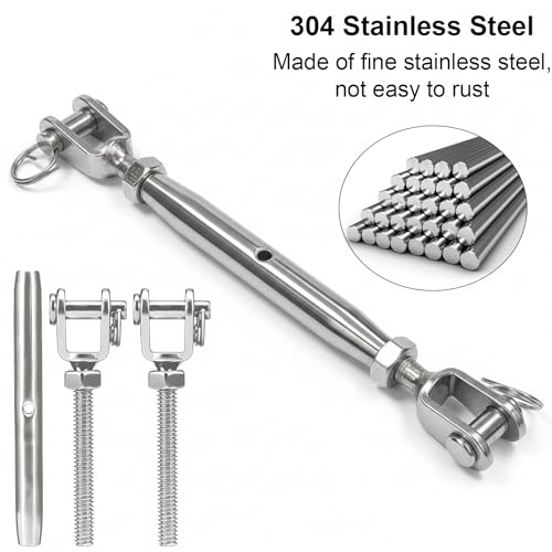 4 PCS 304 Stainless Steel Turnbuckle, 3/8" (M10) Heavy Duty Turnbuckles Tensioner Closed Body Jaw and Jaw Turnbuckles for Cables Wire Rope Tension, Shade Sail, Industrial Grade Rigging Screw by V-chen - Image 4
