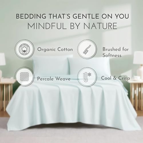 Parure de lit coton bio aqua lit simple 3 pièces avec housse de couette