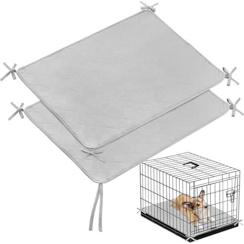 Waterproof Dog Crate Mat with Rope 2 Pack (24’’X18’’), Washable P...