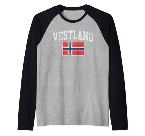 Vestland Noruega Bandera Norge Noruega Familia Hombres Mujeres Niños Camiseta Manga Raglan
