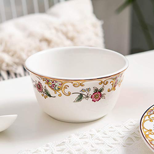 Jiabay 10 Ounces Porcelain Bone China Cereal Bowl Sets, 6 Pieces (Flat-Bottom Fuji Style) #TOP2
