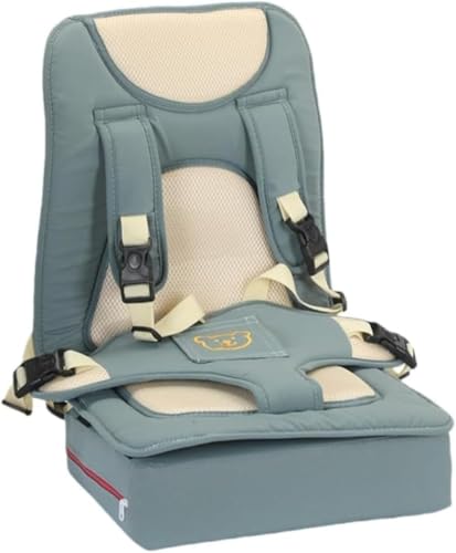 Arfobug チャイルド補助シート、シートブースター、ベビーダイニングチェア、固定式ウエストベルト、ベビーポータブル、オールシーズン対応ユニバーサルトラベルカーシート (レイクグリーン)