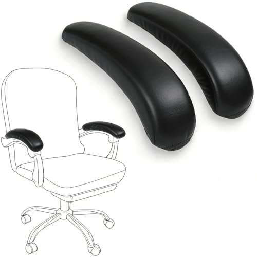 COYUN 1 par Fundas para reposabrazos de Silla de Oficina, Fundas Protectoras elásticas de cuero sintético para sillas de Oficina, Alivia Las molestias del Codo (Negro)