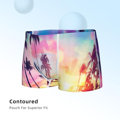 Boys' Cotton Boxer Brief Soft Underwear-Tropical Palm Tree At Sunset4