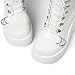 Yremael Women's White Platform Boots Wedge Combat Gothic Chunky Heel Lace Up Mid Calf Punk Motorcycle Shoes