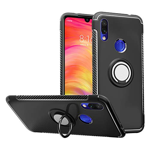 Labanema Coque pour Redmi 7, 360 Degrés Rotation Ring Holder Stand Protection Case Cover pour Xiaomi Redmi 7 (4 en 1 Cadeau emballé) - Noir Cover