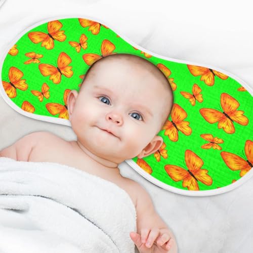 Citrus Butterfly Pattern Muslin Baby Burp Cloths - Super Absorbent and Soft Burping Rags - Cotton Burp Clothes Set for Boys and Girls, 1 Pack4