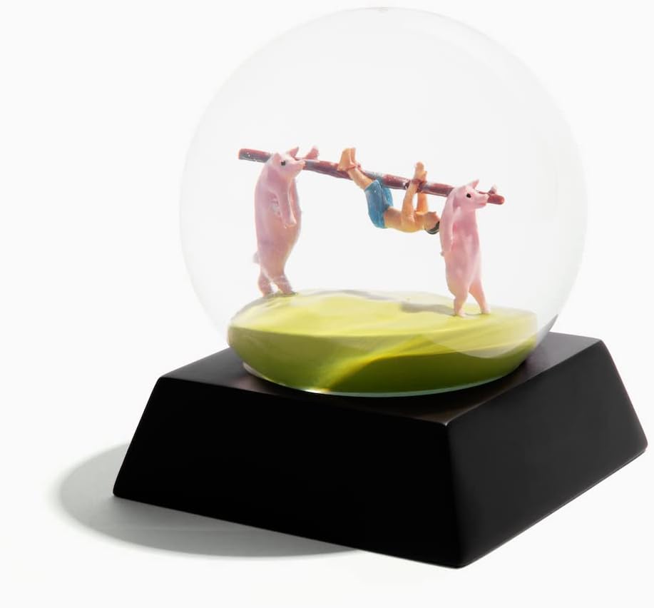 Pig Roast Snow Globe - Weird Gift Pig Snow Globe Gifts for Vegans - Handmade, Unusual Gift Snowglobe