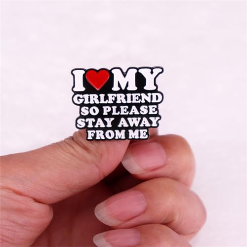 Image of Humorous Quotes Couple Brooch I Love My Girlfriend Funny Ice Breaker Metal Badge Lapel Pin Badge Enamel Pin for Backpacks Clothing Accessory DIY Crafts Women Men Friends Gift