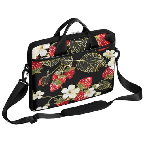 Bolsa para laptop con diseño de flor y fresa 15 pulgadas miniatura 1