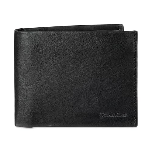 Calvin Klein Men’s RFID Leather Minimalist Bifold Wallet with Multiple Card Slots and ID Window