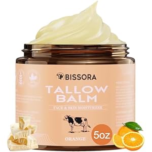 Beef Tallow for Skin, Organic Grass-Fed Beef Tallow Balm with Raw Honey & Jojoba Oil – Whipped Moisturizer for Face & Body – All-Natural Skin Care for Soft, Hydrated Skin (5 OZ, Orange)