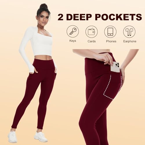 NexiEpoch Leggings femininas forradas de lã com bolsos - calças térmicas de inverno resistentes à ág