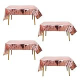 4PCS Party Tischdecke Rosegold 135x274cm, Glänzende Einweg Geburtstag Tischdecke, Tischdekoration Outdoor für Garten Picknick Hochzeit Geburtstag Weihnachten Deko