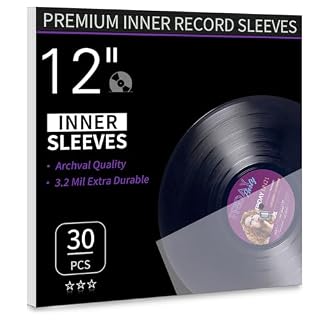 Vinyl Record Inner Sleeves, 30 Anti Static 12″ LP Vinyl Inner Sleeves, Premium Protective Plastic Vinyl Sleeves Albums Covers for 33 RPM Record Protection Collection Storage Vinyl Lovers Gift - Les Beatles, Paul McCartney, John Lennon, RIngo Starr, George Harrison