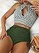 DMMWCX Swimsuit Strapless High Waist Bikini Striped Swimsuit Women's Hollow Swimsuit Swimsuit Beachwear-Green-L