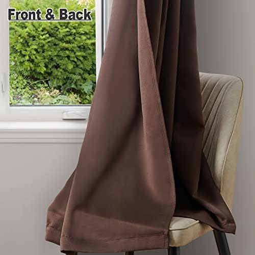TUKAILAi Blackout Curtains, 2PCS Noise Reducing & Energy Saving Window Treatment Curtain, Eyelet Ring Top Thermal Insulated Darkening Decorative Curtain for Bedroom,Living Room (Brown, W 46" x L 54")