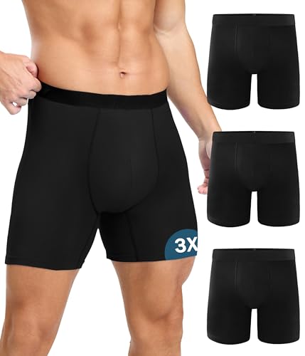BEENIUBEE Pack de 3 calzoncillos de incontinencia para hombre, algodón, lavables, calzoncillos largos para hombre con almohadilla absorbente, 100 ml, ropa interior reutilizable a prueba de fugas