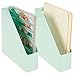 mDesign Plastic File Folder Bin Storage Organizer - Vertical with Handle - Holds Notebooks, Binders, Envelopes, Magazines - Container for Home Office and Work Desktops - 2 Pack - Mint Green