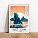 Wietnamski zachód słońca nadruk podróżny - Ha Long Bay, nadruk Wietnamski, plakat Wietnamski, Hanoi,