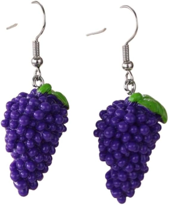Cute 3D Fruit Dangle Earrings for Women Resin Imitation Food Drop Earrings Acrylic Strawberry Grape Orange Avocado Lemon Earrings Jewelry Gift-
