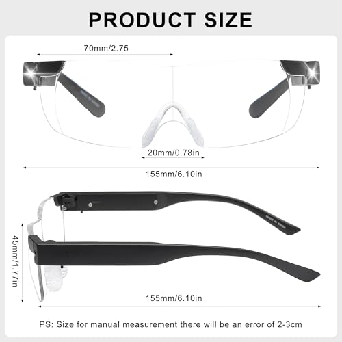 Okh TD-G888 Magnifying Glasses With Light,200% Magnifying Lighted Eyeglasses,Rechargeable Led Lights thumb #6