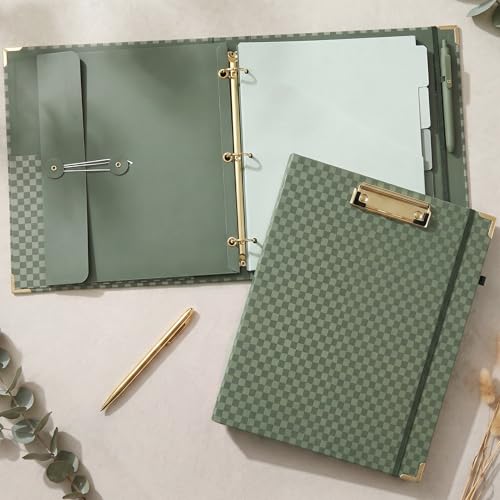 Aesthetic Clipboard Binder with Dividers - Document Organizer and Clipboard Folder for Work - Sturdy 3 Ring Binder & Planner Folio for Streamlined School Projects Notes and Daily Office Productivity