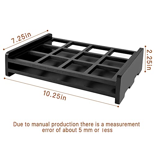 Shot Glass Holder, 12 Storage Holes Party Server Vintage Black Wood Shot Glass Tray (Shot Glass Not Included) #TOP1