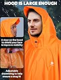 ANYOO Leichter Wasserdichter Regenponcho Regenjacken mit Ärmeln Belüftet Mehrzweck Regenmantel Unisex mit Kapuze Ideal für im Freien Camping Wandern Angeln, Dunkelorange, Einheitsgröße