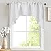 White Swag Valance Semi Sheer Short Curtains Kitchen Casual Weave Cafe Curtains Half Window Treatments 1 Panel 38" L