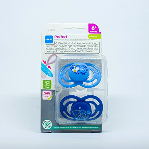 Mam Baby Chupeta Mam Perfect 6+ Meses - Embalagem Dupla - Azul Sortido