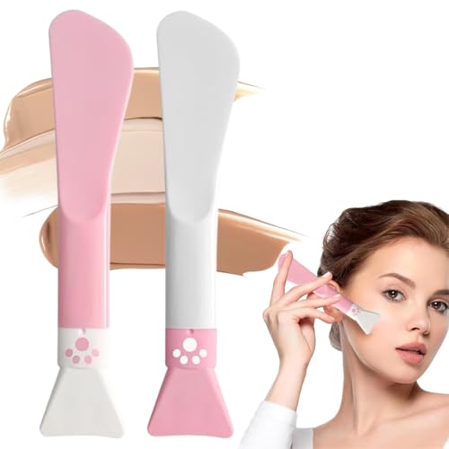MIRKUZI Pennelli per trucco viso Pennello per la pulizia del viso in silicone da 2 pezzi, set di pennelli per maschera facciale, pennello per il trucco cosmetico