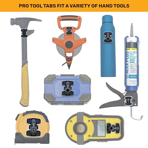 Pro Tool Tabs - Pack of 3 - Attach to Any Flat Surface Tool or Curved Handle and Carry from Your Spider Tool Holster - Compatible with Tape Measure, Hammer, Mallet, Bit Box, Caulking Gun, Stud Finder - Thumbnail 3