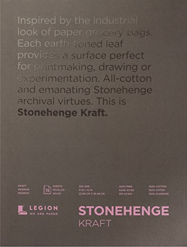 Yupo Paper Legion Stonehenge Pad (L21 STP250KR912), 9 X 12 inches, Kraft Paper, 15 Sheets