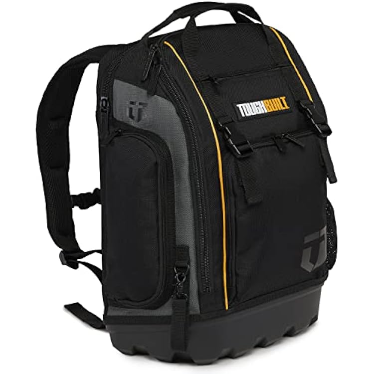 ToughBuilt - Tool Bag and Backpack, Fits 13 -17 Laptops, Large Front Flap Provides Easy Access to all Tools, Rugged Off-Road Base, Open and Covered Internal Pockets - TB-66C