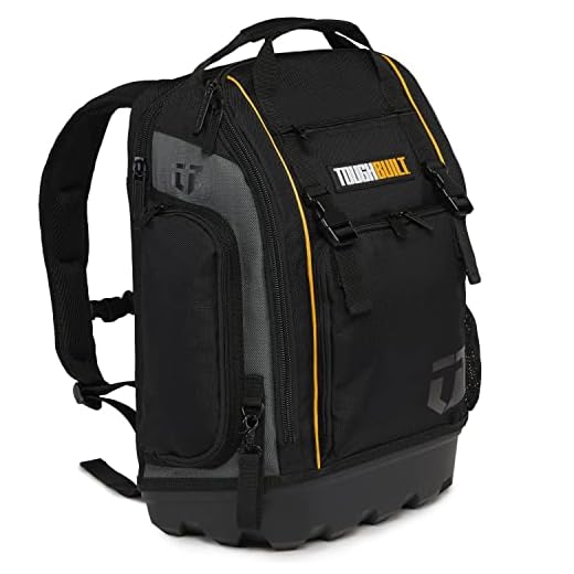 Toughbuilt - Jobsite Tool and Professional Backpack, Fits 13" -17" Laptops, Large Front Flap Provides Easy Access to all Tools, Rugged Off-Road Base, Open and Covered Internal Pockets - (TB-66C)