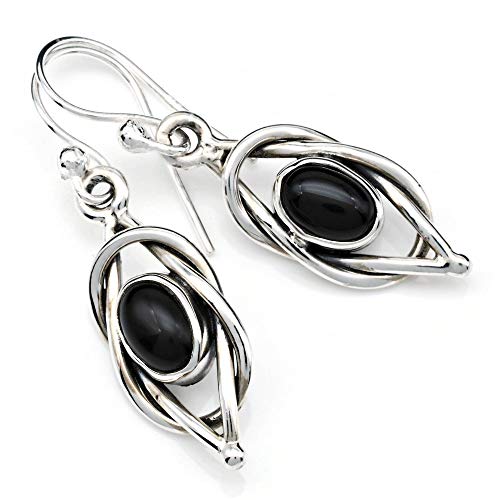 Preisvergleich Produktbild Onyx Ohrringe 925 Silber Sterlingsilber Ohrhänger schwarz (MOH 142-03)