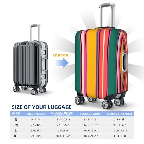 Vertical Stripes Print Luggage Cover For Suitcase,Washable Elastic Travel Suitcase Protector With Zipper Closure And Bottom Buckle – Fits 18-32" Luggage-Small4
