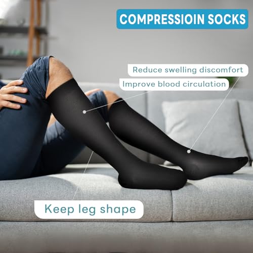 Compression Socks for Women & Men Support Knee High Socks for Running Hiking Sports Air Travel 4 Pairs3