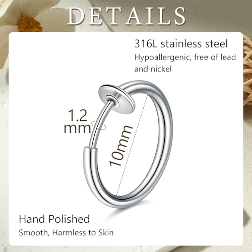 D.Bella Fake Septum Piercing Faux Nose Rings Hoop Stainless Steel Faux Lip Ear Nose Septum Ring Non Piercing Clip On Nose Hoop Rings Body Piercing Jewelry2