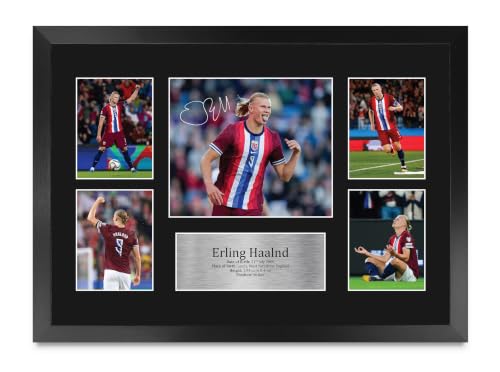 Erling Haaland recuerdos impresos para decorar tu salón deportivo con este cuadro enmarcado A3