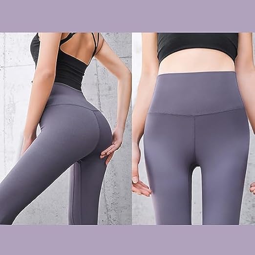 Frackson Purple Skinny & Slim Fit Gym Wear Yoga Pants Ankle Length Leggings Workout Active wear | Stretchable Workout Tights | High Waist Sports Fitness for Girls & Women- Nylon Fiber & Spandix (L)
