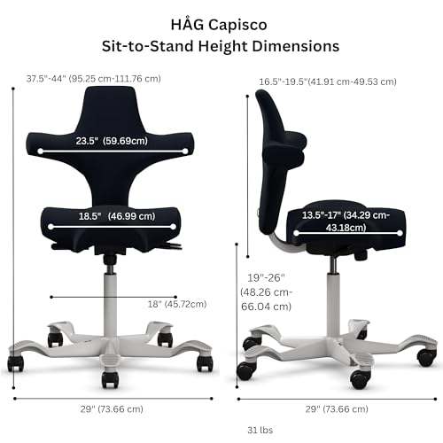 Image of HAG Capisco Sit to Stand Chair-Silver Frame-Upholstered Gray Ash Vinyl