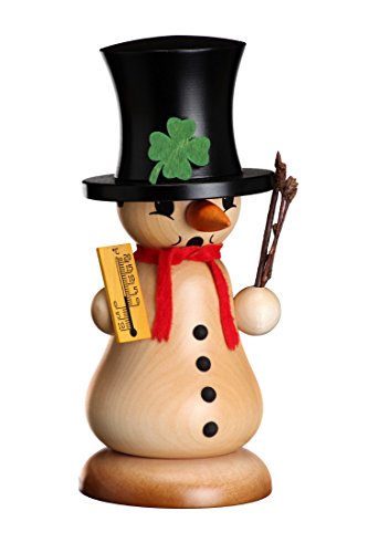 Rudolphs Schatzkiste Smoke Man Snow Man Of Unpainted Schmelzi M. Clover Sheet (Black Cylinder) 16.0 Cm Incense Man Seiffen New #TOP29