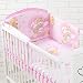 Bello24 - Babybettwäsche Komplettset 6 Teilig aus 100% Baumwolle in traumhaften Mustern und fantastischen Farben (Rosa - Teddybär auf Leiter, 60 x 120 cm)