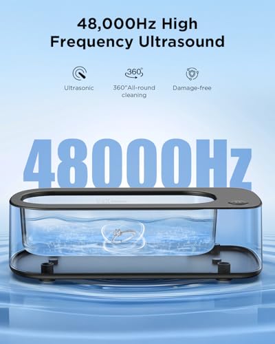 Image of Ultrasonic Jewelry Cleaner Machine: 48KHz Ultra Sonic Cleaner for Jewelry,Eyeglass,Rings,Watch Band,Dentures,with Dual Cleaning Modes,350ML 304 Stainless Steel Tank,Gift for Wife,Mom,Daughter