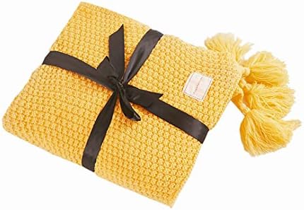 AUSTINCIAGA Knitted Blanket Sofa Throw Blanket Table Runner Nordic Bed Blanket Soft Warm with Fringe Handmade for Beach Picnic All Seasons (Beige, 70 * 100 cm)