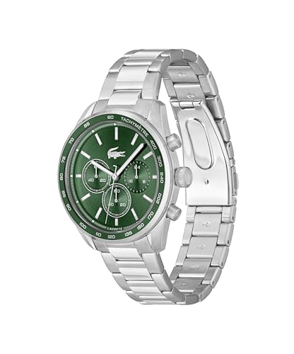 Lacoste Boston Men's Chronograph Watch - Classic Stainless Steel - Tachymeter - Water Resistant up to 5ATM/50 Meters - Modern Design for Him - 42mm - Image 3