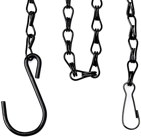 4 Pcs Black Hanging Chains Hanging Chains Hanging Basket Chains with Rotating Black Metal Hanging Basket Chains Iron Hanging Plants for Hanging Bird Feeders Birdbaths Planters Ornaments (STYLE 1)